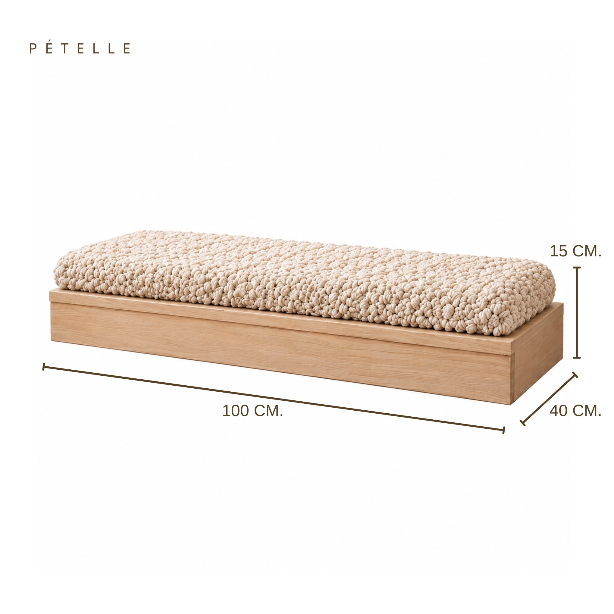 แท่นนอนแมวฐานไม้พร้อมเบาะหนานุ่ม PETELLE สีธรรมชาติ/ครีม-เบจ_2